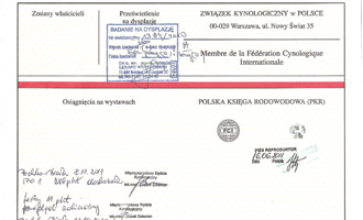 Eiko z Tomickich Lasów - Księga Rodowoda